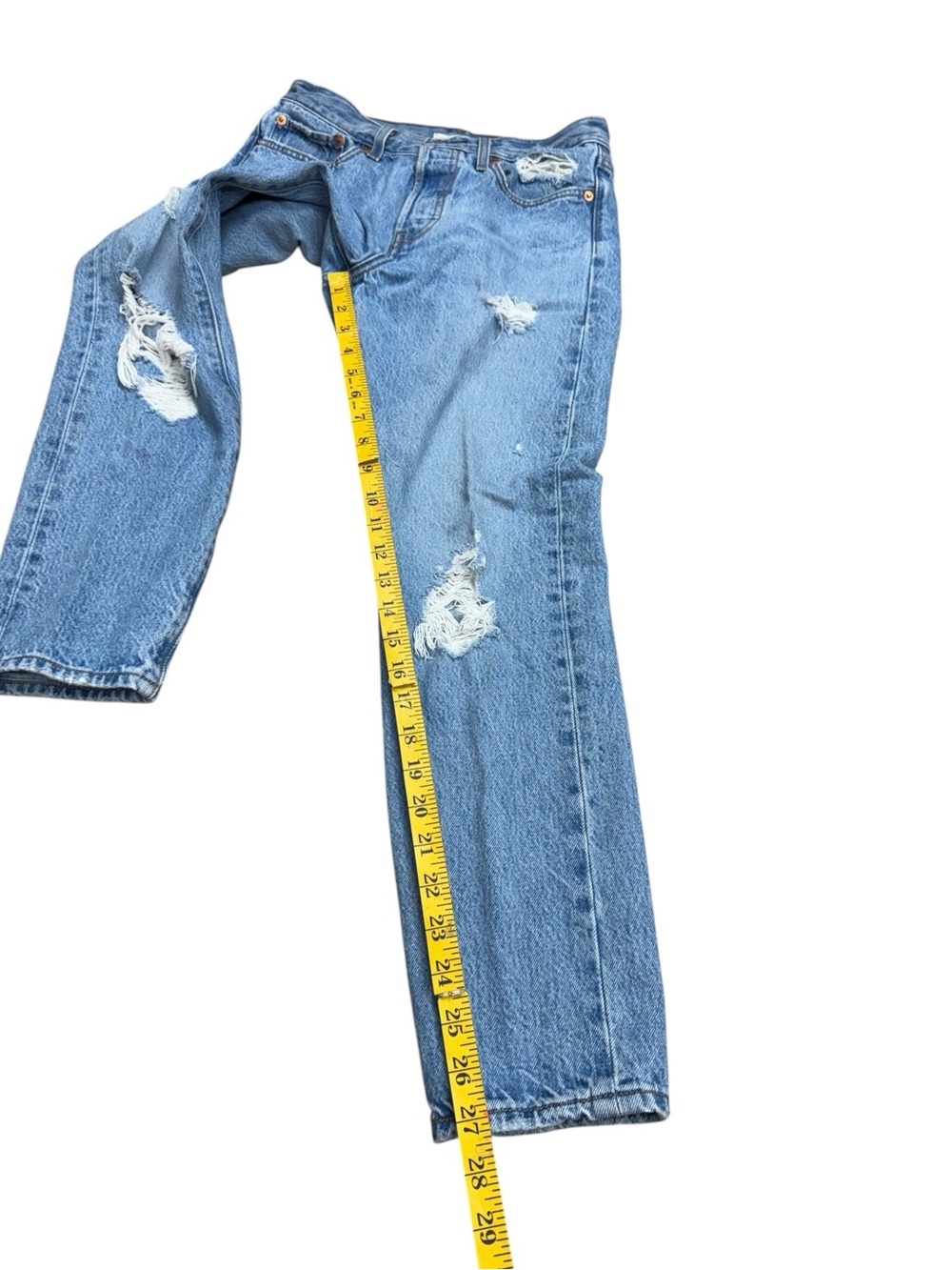 Women's Light Blue Distressed Bootcut Jeans - Picture 3 of 10